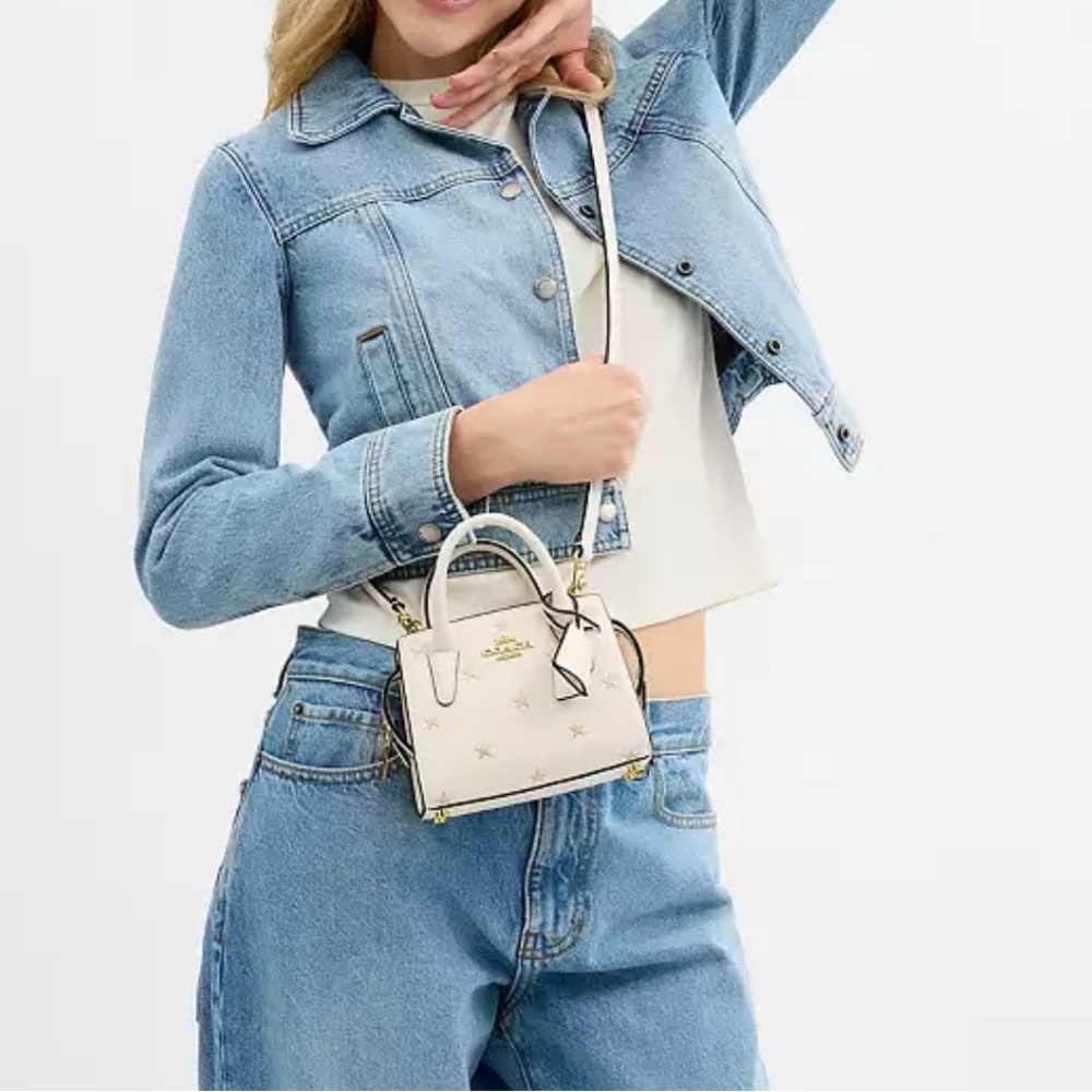 Coach White Mini Satchel with Gold Star Accents - Picture 2 of 8